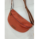 Grand sac banane en synthétique ,velours orange "Francinel"