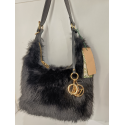 Sac en fausse fourrure noir "Mia-Joy"