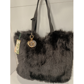Sac en fausse fourrure noir "Mia-Joy"