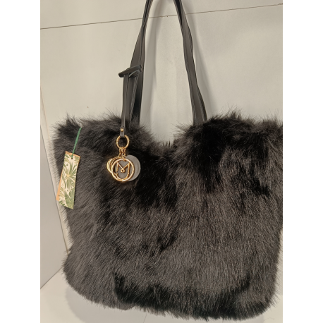 Sac en fausse fourrure noir "Mia-Joy"