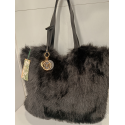 Grand sac en fausse fourrure noir "Mia-Joy"