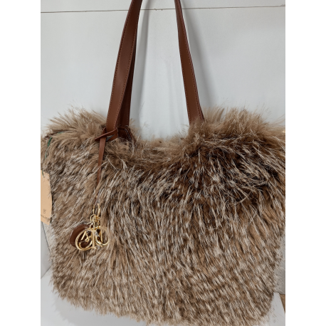 Grand sac en fausse fourrure marron "Mia-Joy"