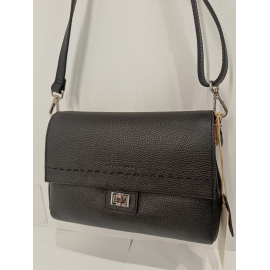 Sac porté travers en cuir noir -Francinel-