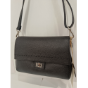 Sac porté travers en cuir noir -Francinel-
