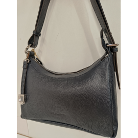 Sac porté travers en cuir noir -Francinel-
