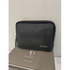 Grand porte monnaie plat en cuir noir  "Adapell"