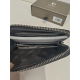 Grand porte monnaie plat en cuir noir  "Adapell"