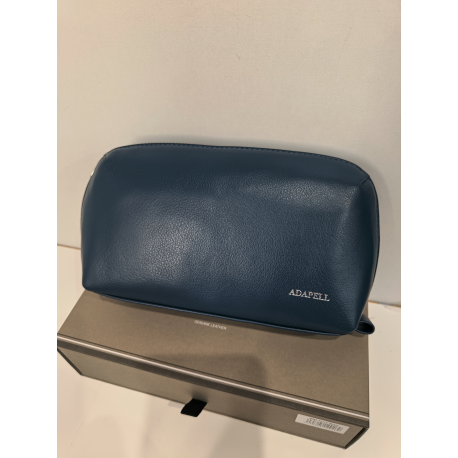 Trousse de toilette ou maquillage en cuir marine "Adapell"