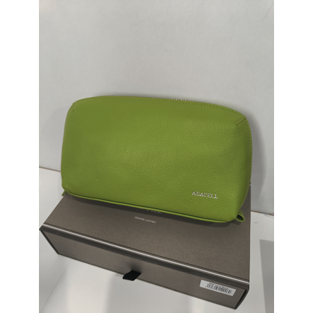 Trousse de toilette ou maquillage en cuir vert "Adapell"