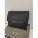 Porte monnaie plat en cuir noir  "Adapell"