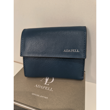 Porte monnaie plat en cuir noir  "Adapell"