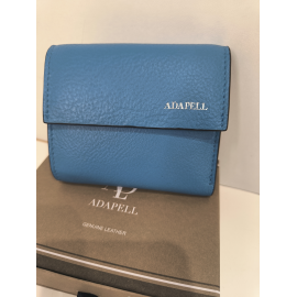 Porte monnaie plat en cuir bleu  "Adapell"