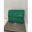 Porte monnaie plat en cuir vert  "Adapell"