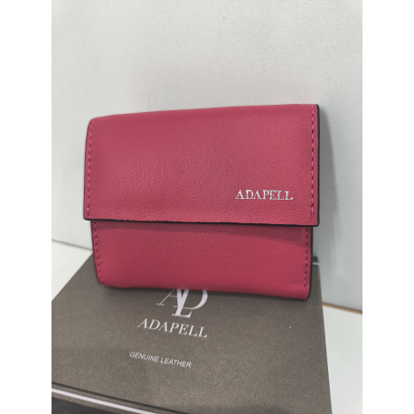 Porte monnaie plat en cuir fuchsia  "Adapell"
