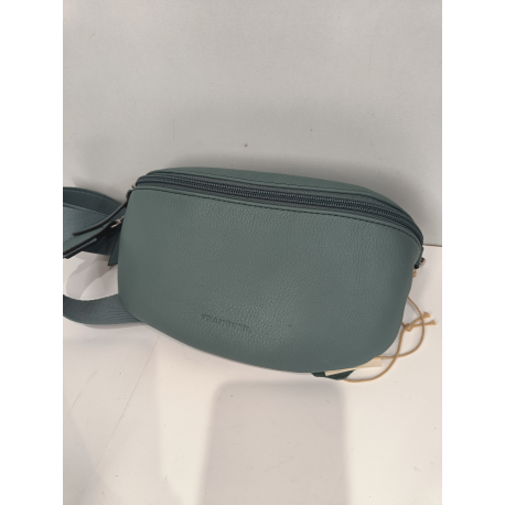 Sac banane en cuir taupe/olive "Francinel"