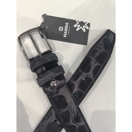 Ceinture en cuir mat noir  "Manna"