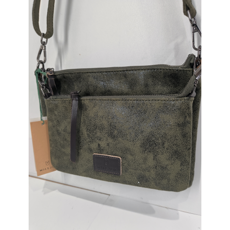 Sac en synthétique plat en noir/gris métallisée "Mia-Joy"
