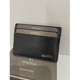 Porte monnaie plat en cuir noir  "Adapell"