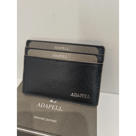 Porte monnaie plat en cuir noir  "Adapell"