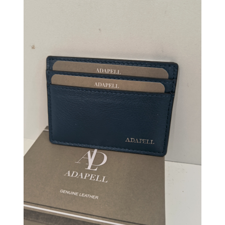 Porte carte plat en cuir noir  "Adapell"