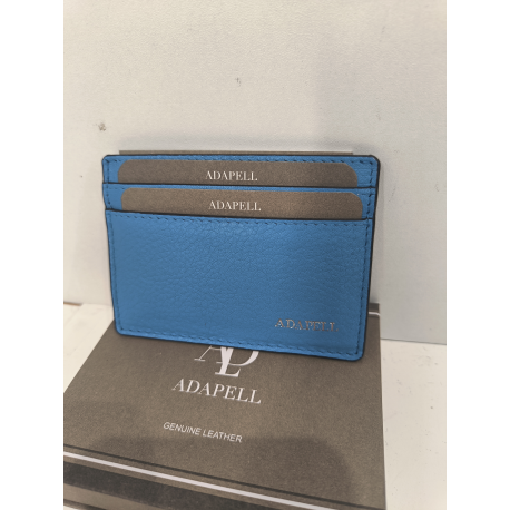 Porte carte plat en cuir marine  "Adapell"