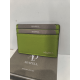 Porte carte plat en cuir vert  "Adapell"