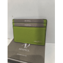 Porte carte plat en cuir vert anis "Adapell"