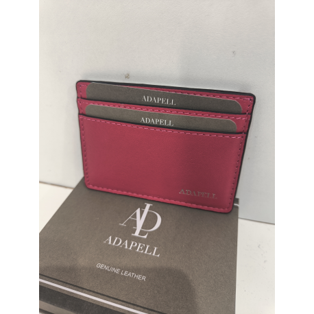 Porte carte plat en cuir fuchsia "Adapell"