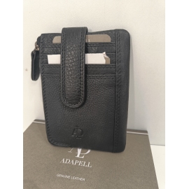 Porte carte plat en cuir noir  "Adapell"