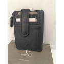 Porte monnaie plat en cuir noir  "Adapell"