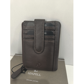 Porte monnaie plat en cuir noir  "Adapell"