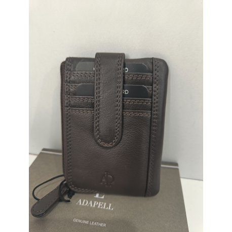 Porte monnaie plat en cuir noir  "Adapell"