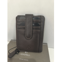 Porte monnaie plat en cuir marron "Adapell"