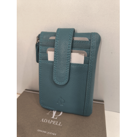 Porte monnaie plat en cuir bleu "Adapell"