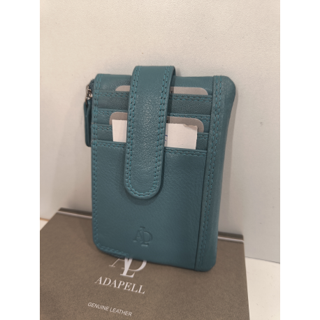 Porte monnaie plat en cuir bleu "Adapell"