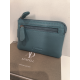Porte monnaie plat en cuir bleu "Adapell"