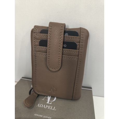 Porte monnaie plat en cuir camel "Adapell"