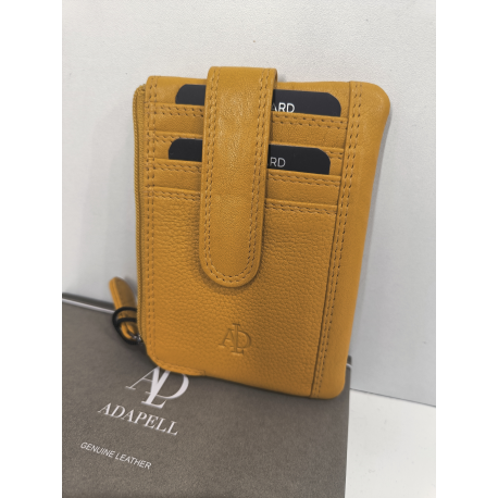 Porte monnaie plat en cuir jaune "Adapell"