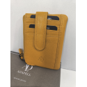Porte monnaie plat en cuir jaune "Adapell"